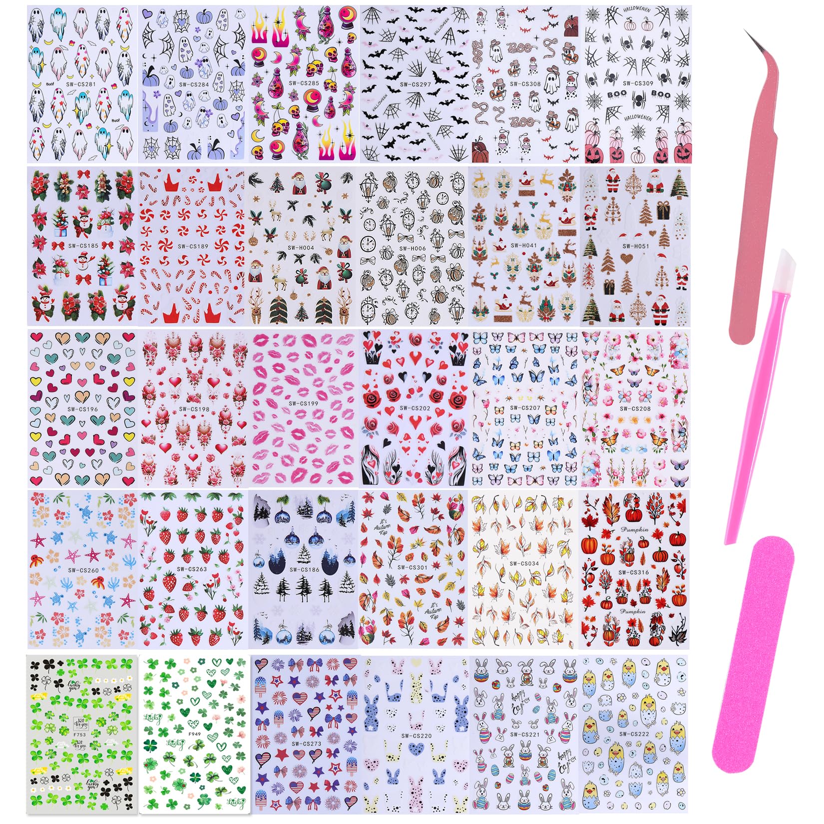 STZPRONAIL close-up of sticker sheet showing detailed seasonal patterns for precise placement