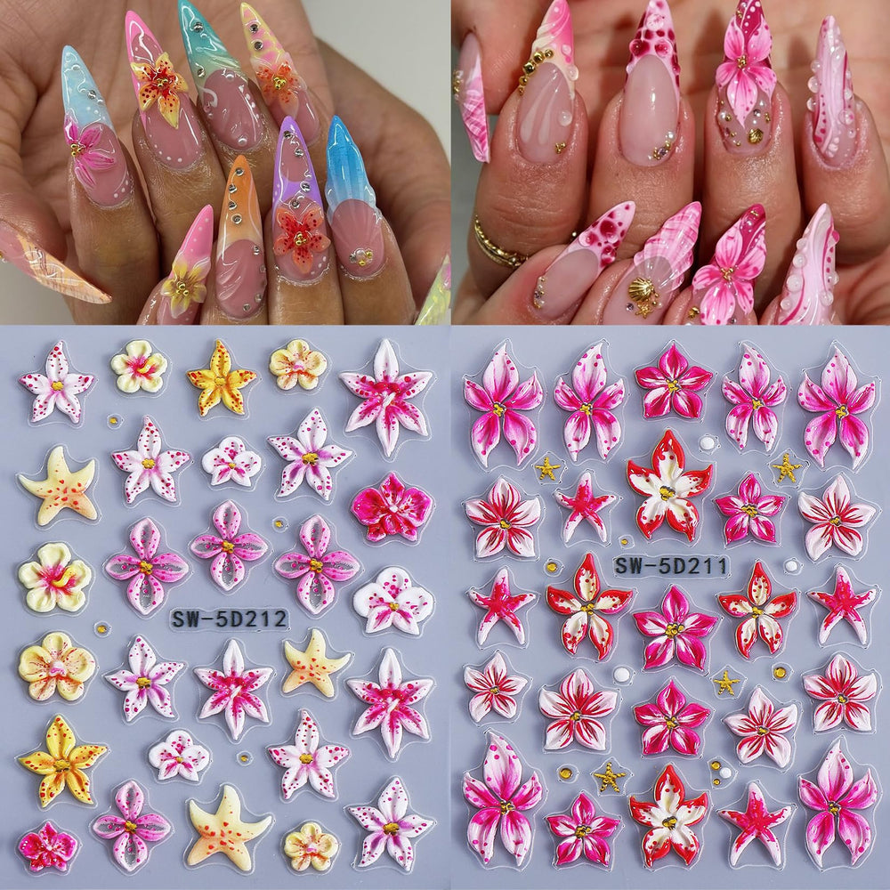 STZPRONAIL starfish and blueberry stickers grouped to show color variety and mix-match options