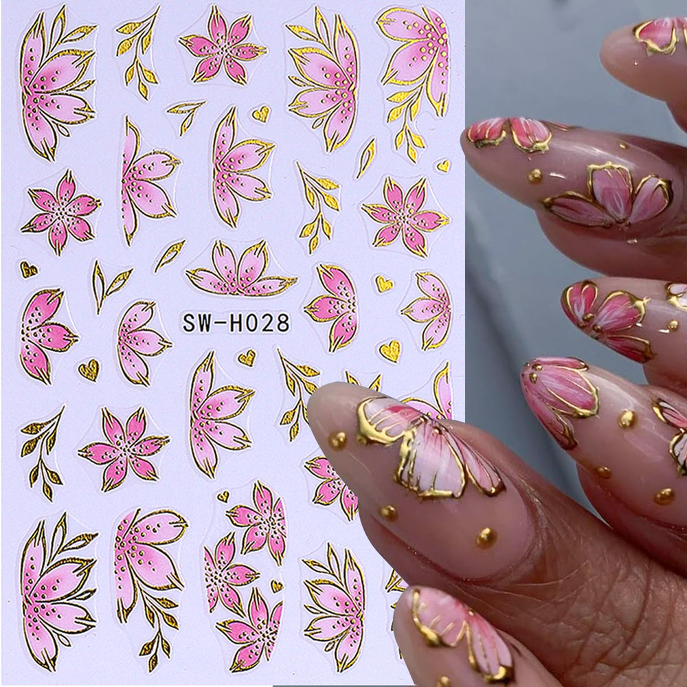 STZPRONAIL full sticker sheet layout displaying pink purple blue gradient petal designs