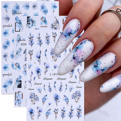 STZPRONAIL floral stickers applied on cured gel nail demonstrating smooth finish