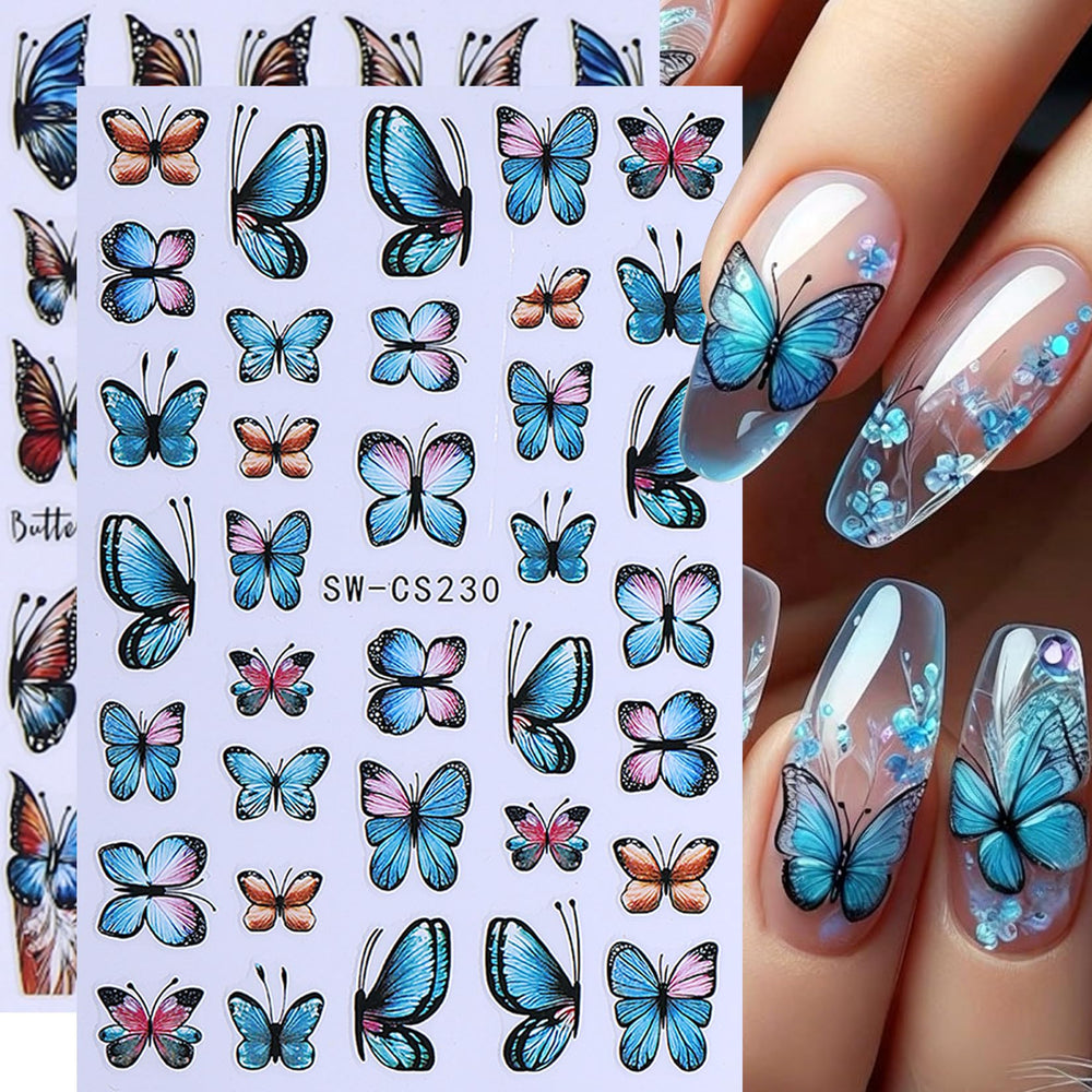 STZPRONAIL applied stickers on acrylic nails demonstrating salon-style finished appearance
