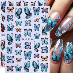 STZPRONAIL applied stickers on acrylic nails demonstrating salon-style finished appearance