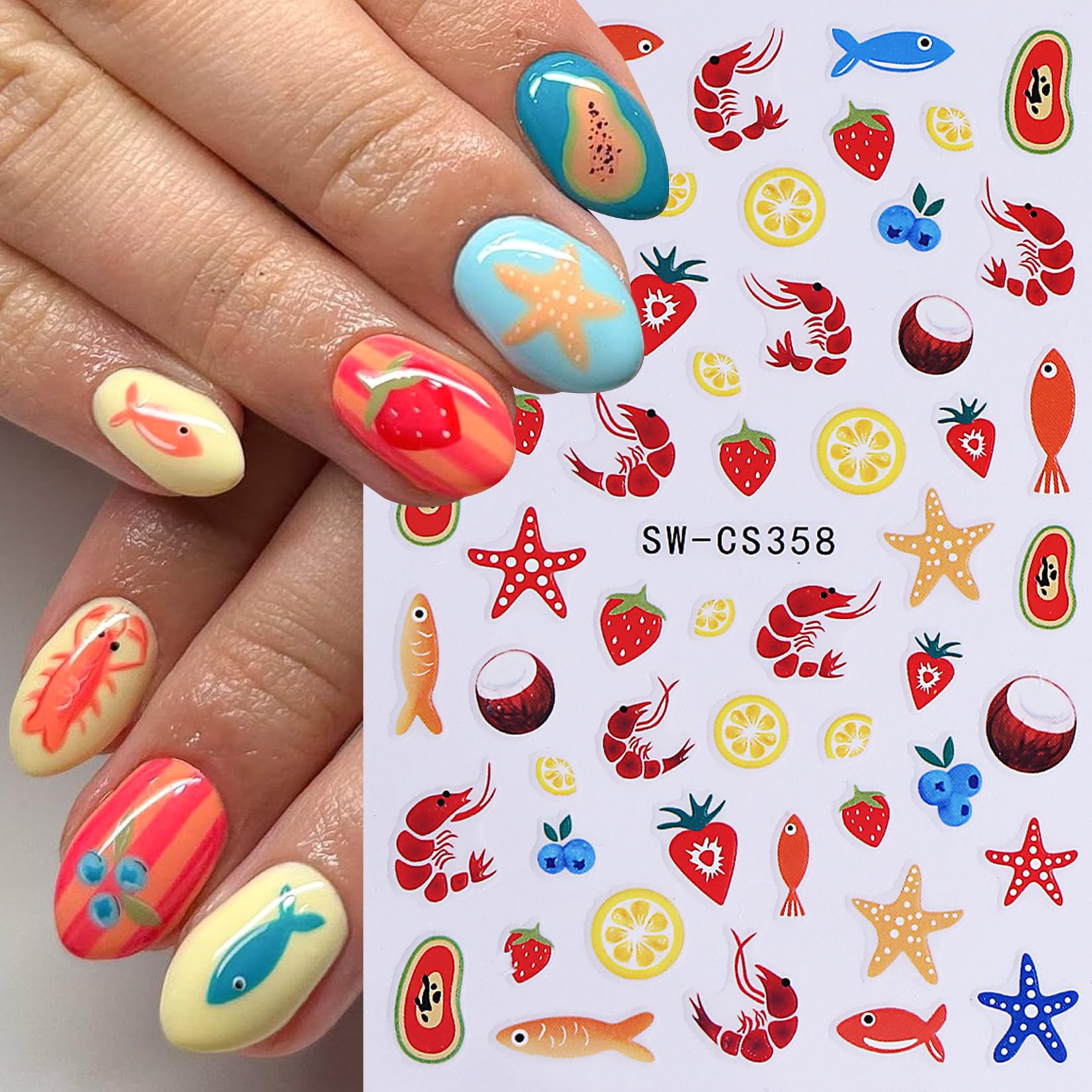 STZPRONAIL variety sheet layout with jellyfish, starfish and seaweed for creative mixes
