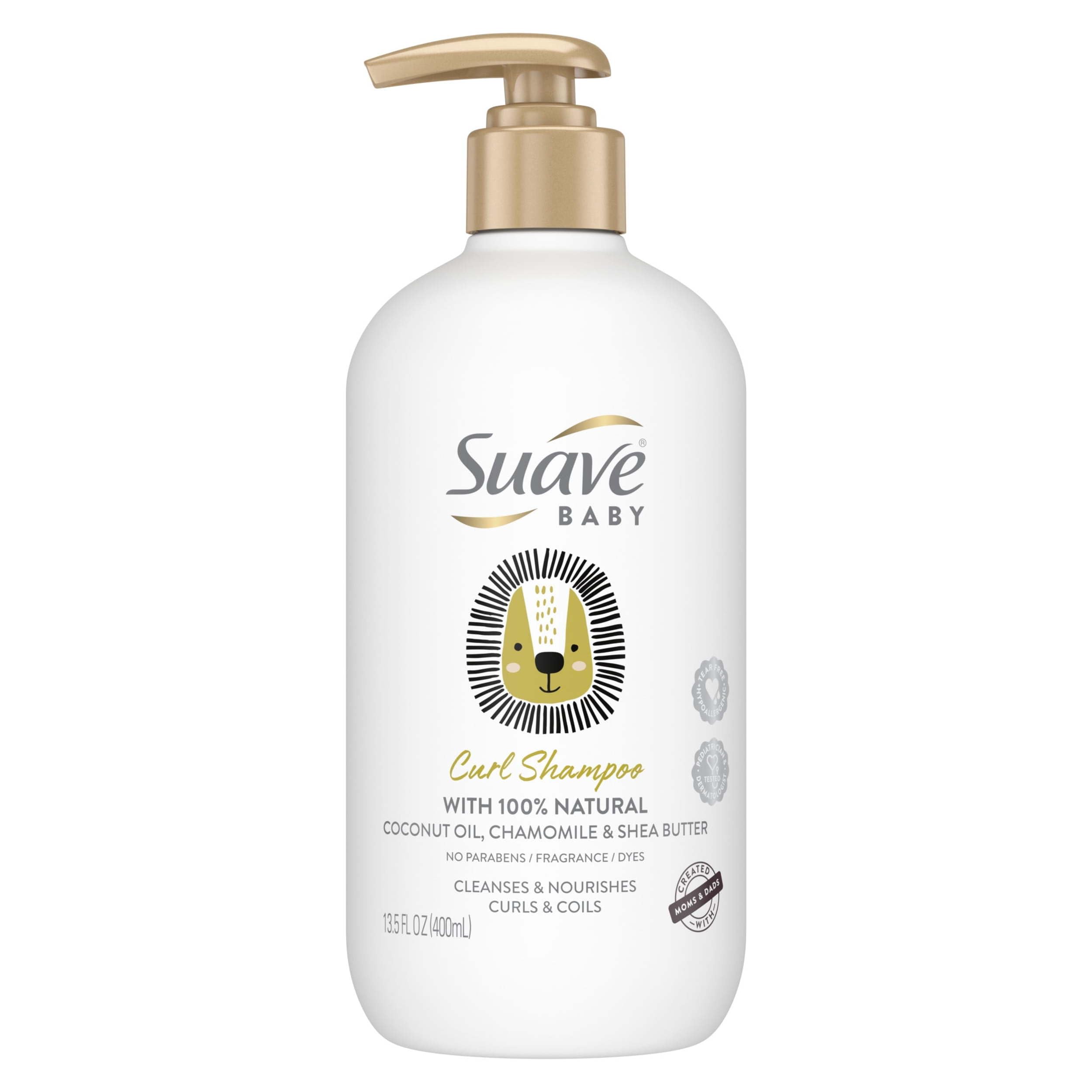 Suave baby front bottle showing label and gentle curl care benefit