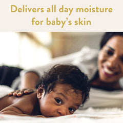 Suave baby detangler being applied to damp curls for easier combing