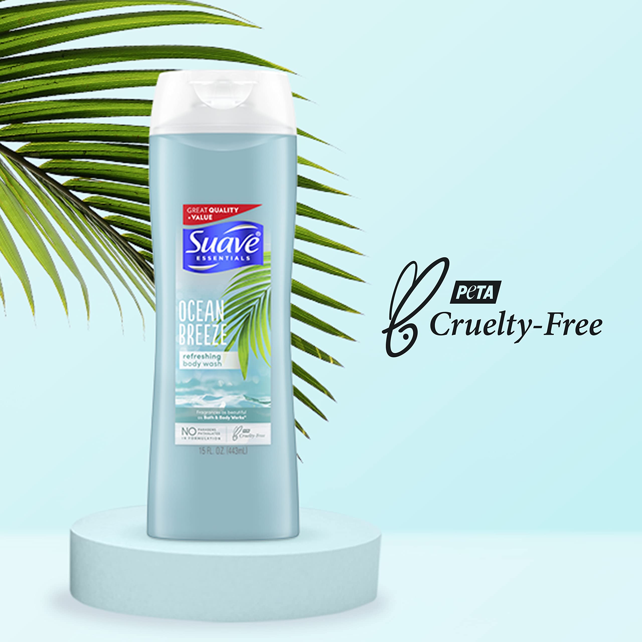 Close-up of Suave Ocean Breeze cap demonstrating secure flip-top convenience