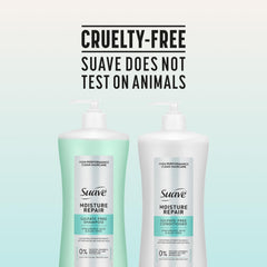 Suave cruelty-free badge close-up indicating ethical, animal-friendly benefit