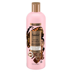 Suave bottle front view showing shea and coconut benefits and vibrant label