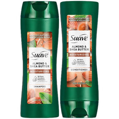 Suave front packaging almond and shea set showing both bottles and benefits