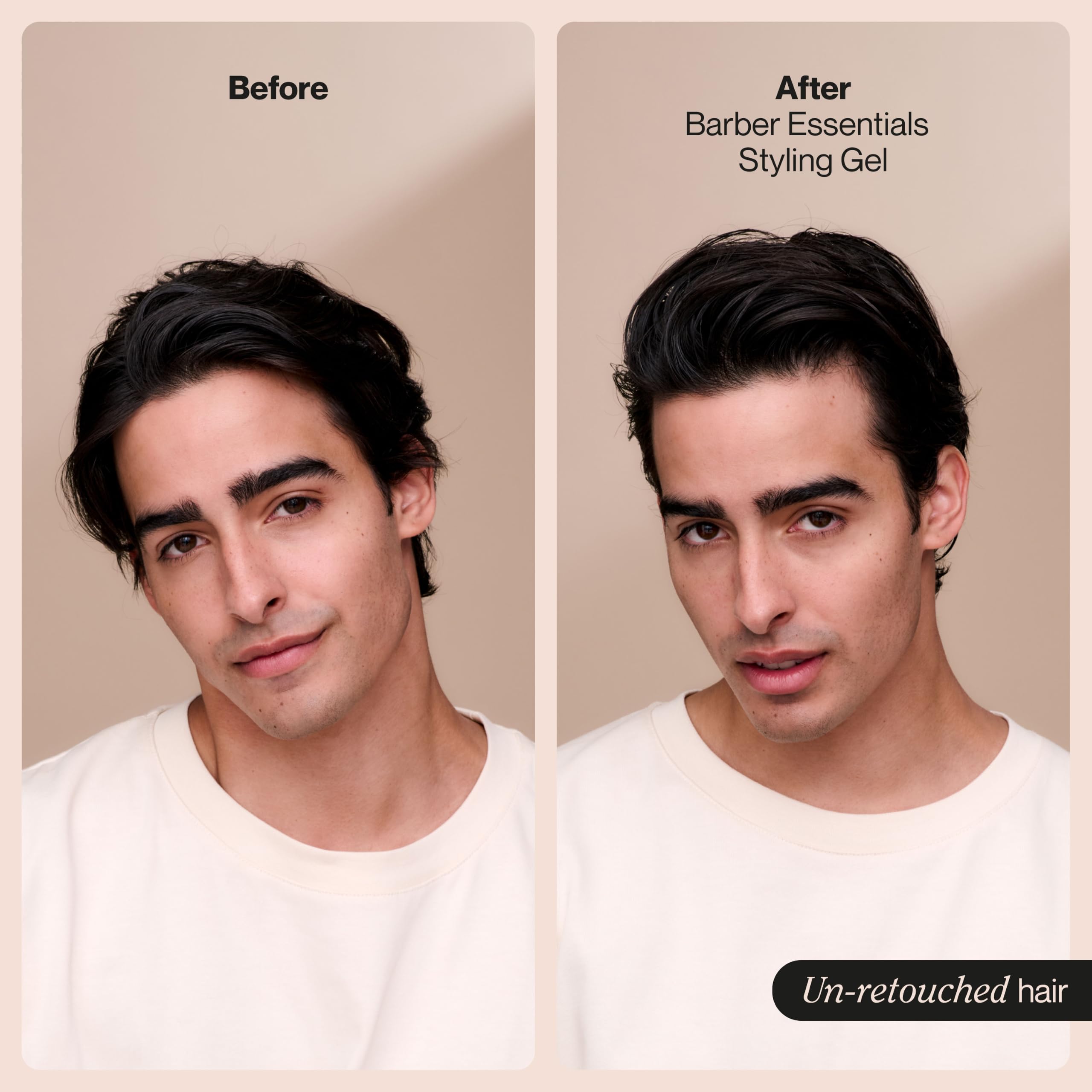 Applying Suave gel to damp hair to achieve controlled, salon-style results