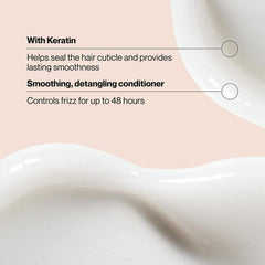 Suave keratin conditioner cream close-up showing detangling benefit