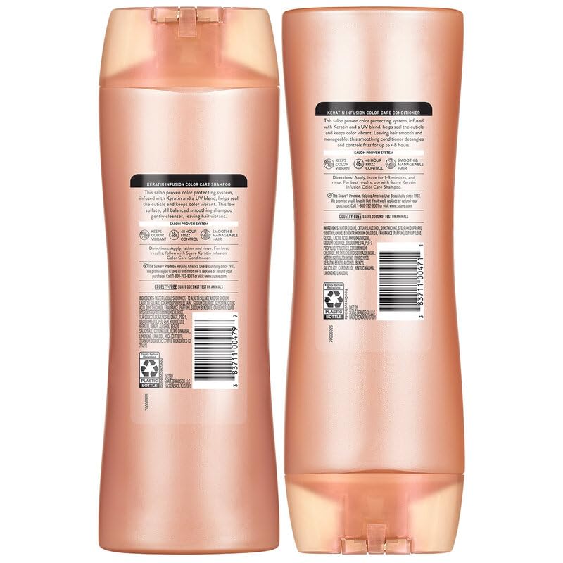 Suave duo on bathroom shelf conveying salon-style care at home