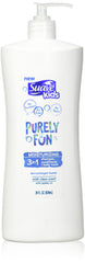Suave kids 3-in-1 front bottle showing label and size, easy bath solution