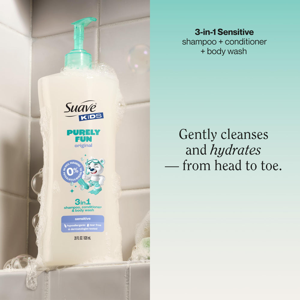 Suave back label details showing ingredient and hypoallergenic information benefits clarity