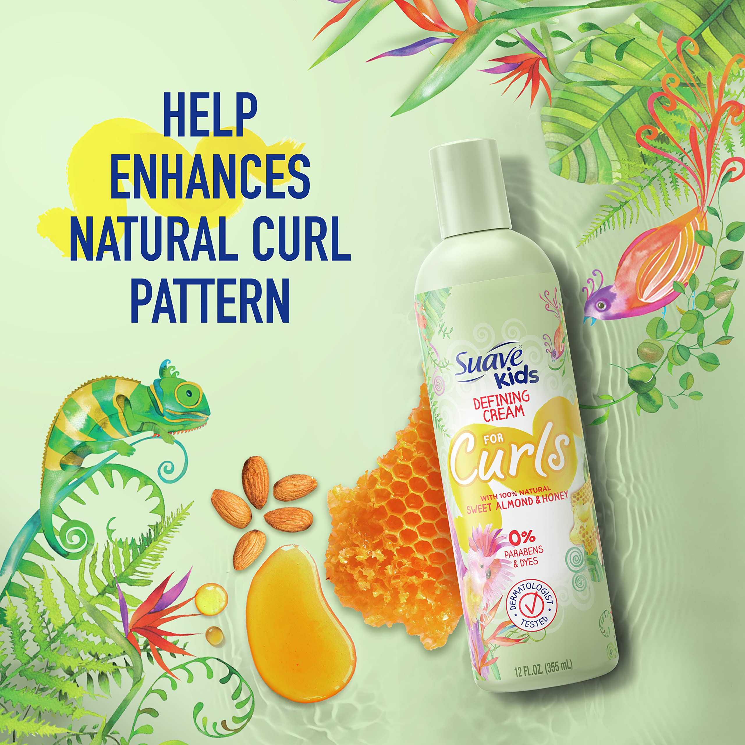 Suave Kids cream dollop on palm illustrating lightweight, spreadable formula