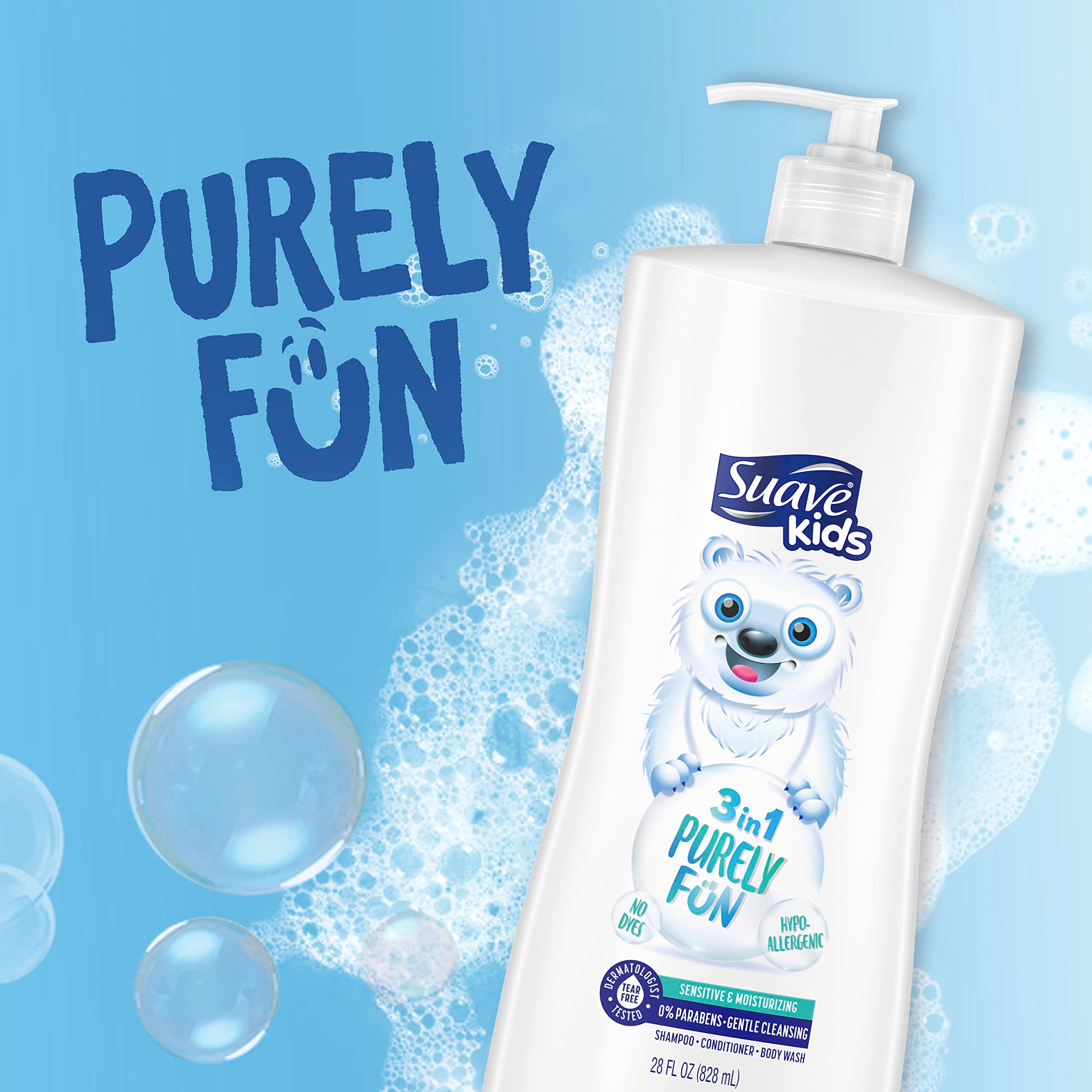 Suave kids bottle pump dispensing wash demonstrating convenient one-step use