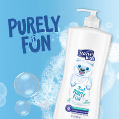 Suave kids bottle pump dispensing wash demonstrating convenient one-step use