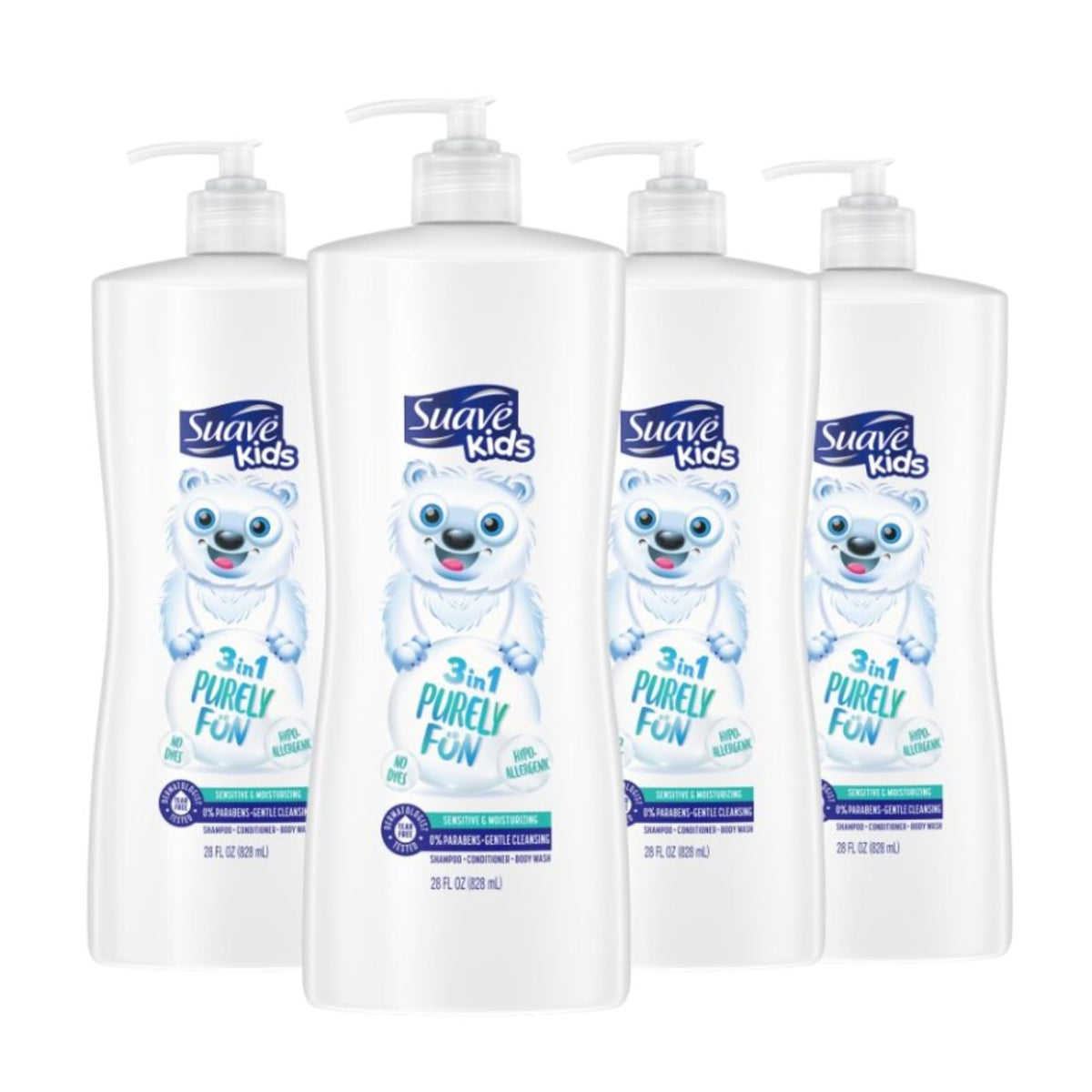 Suave kids front bottle showing label and fun design for easy recognition