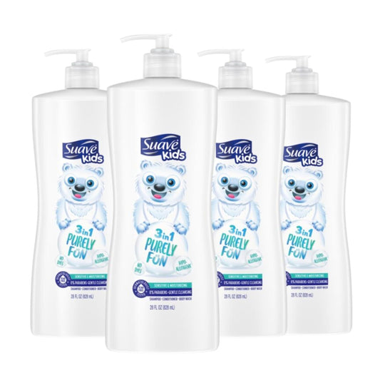 Suave kids front bottle showing label and fun design for easy recognition