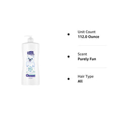 Back of Suave kids bottle showing recyclable packaging and usage info
