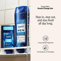 Suave antiperspirant stick open top view showing clear-applied formula benefit no white marks