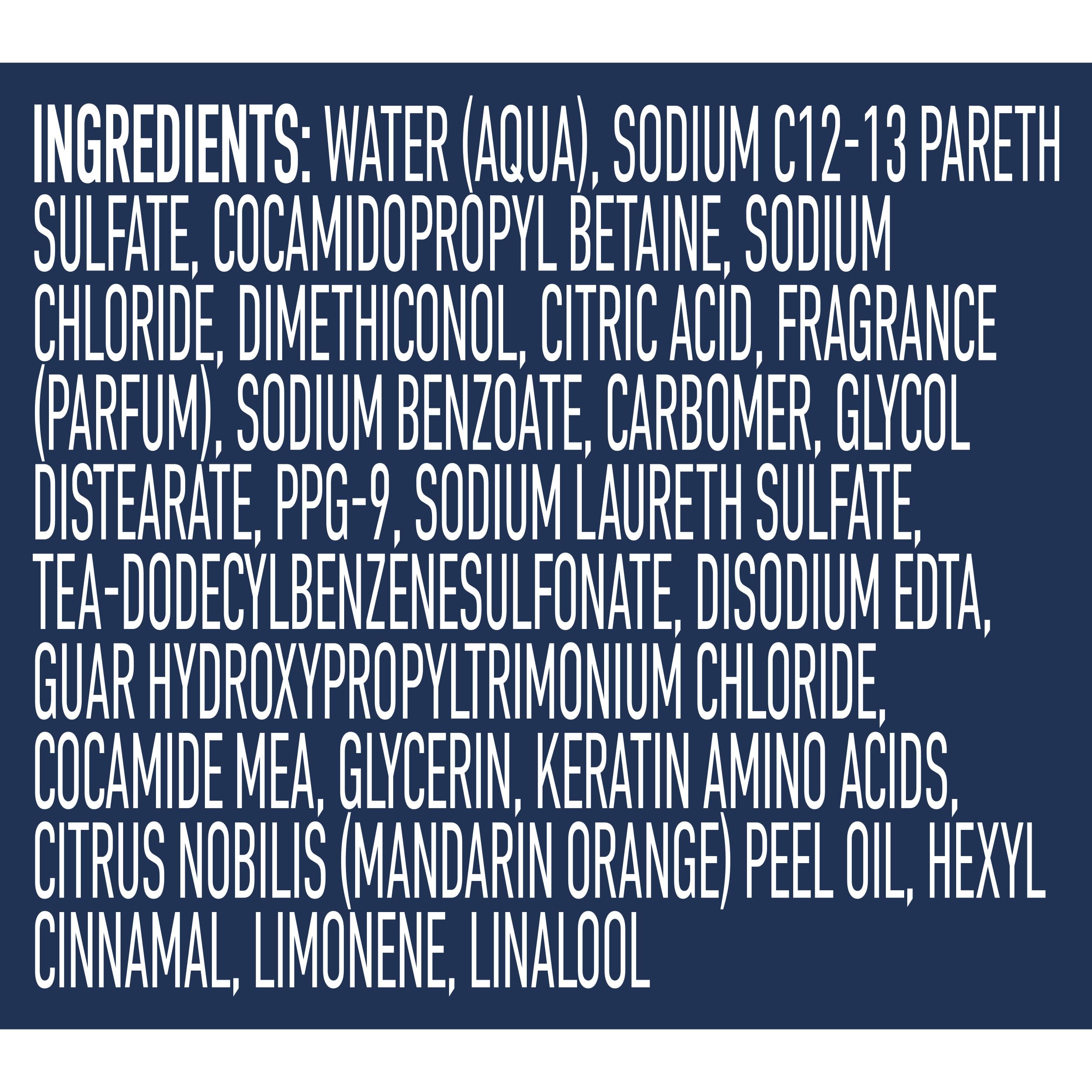 Suave label highlighting keratin amino acids for hair benefit