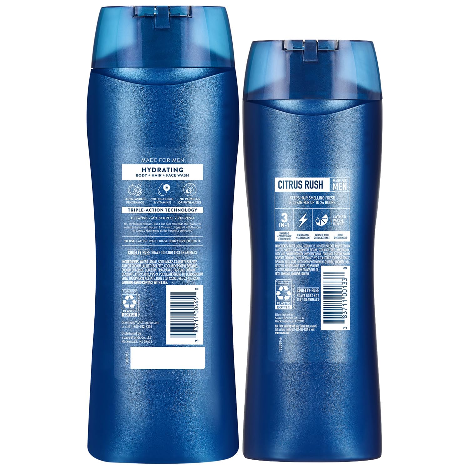Close-up of ingredients label on Suave men showing transparency benefit
