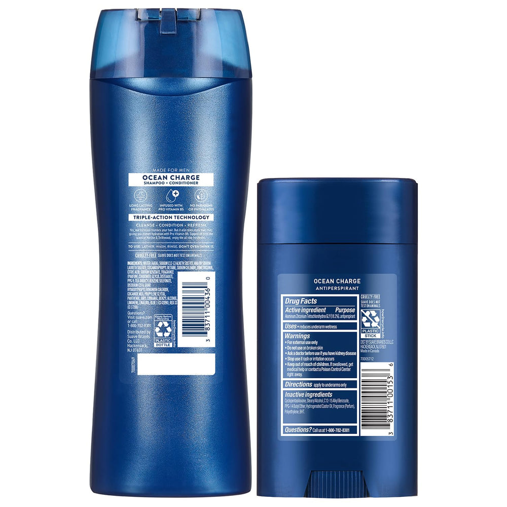 Suave set inside a gym bag ready to go showing portability and on-the-go freshness benefit