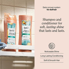Suave shampoo pump close-up demonstrating easy dispensing and control