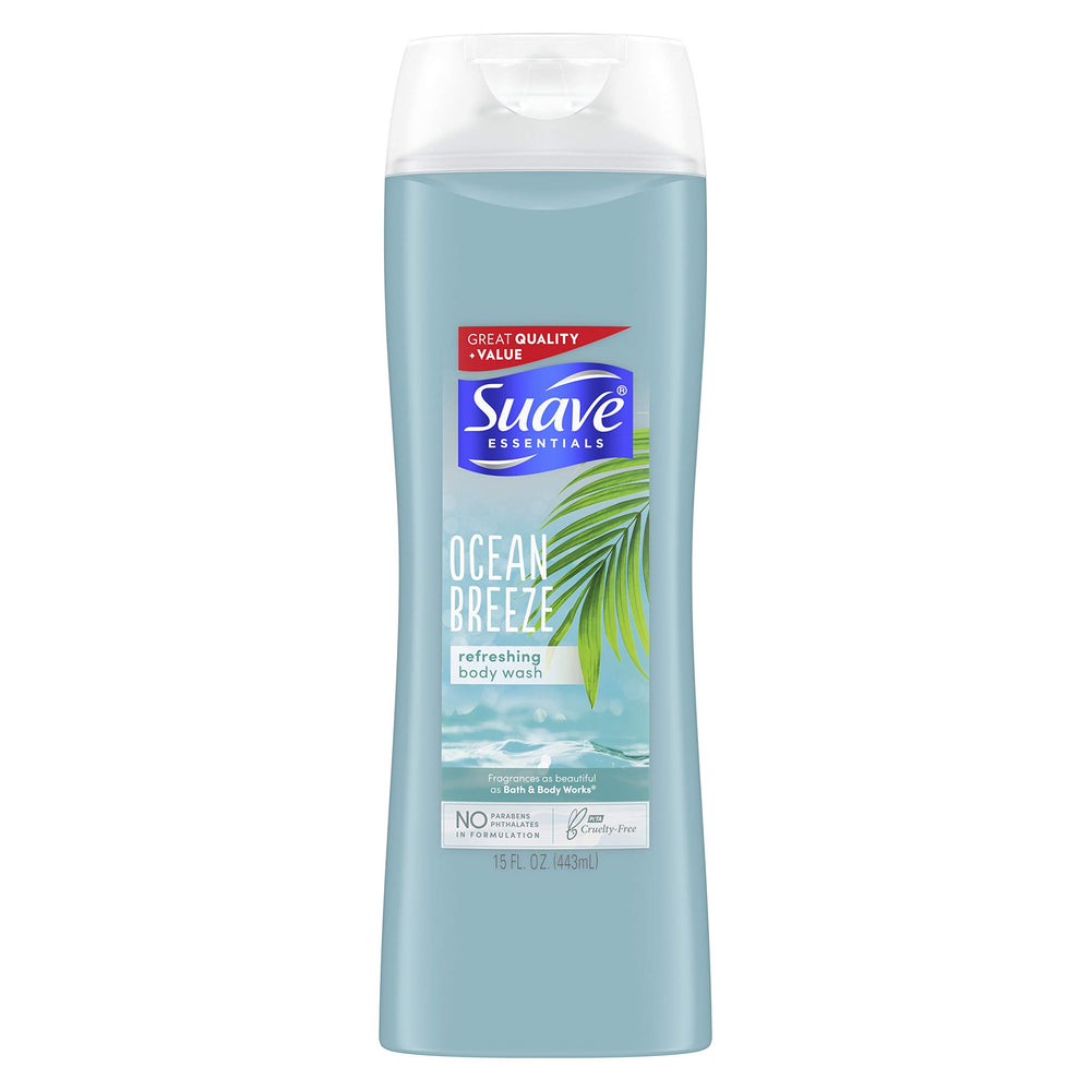 Suave Ocean Breeze front bottle showing label and fresh scent benefit
