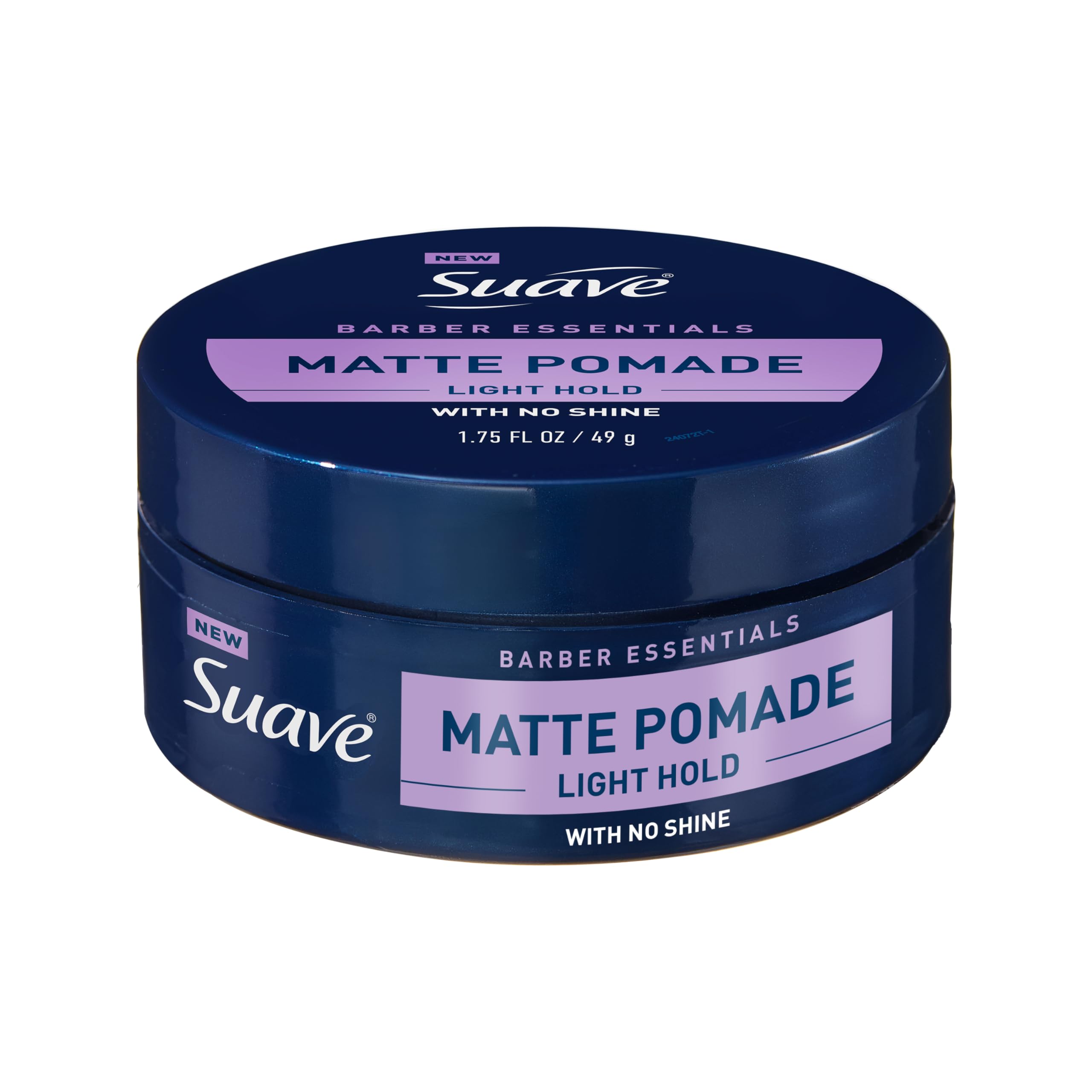 suave pomade front packaging showing jar and product name, confident grooming benefit