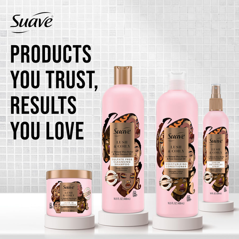 Suave Professionals on bathroom shelf styled in natural hair routine