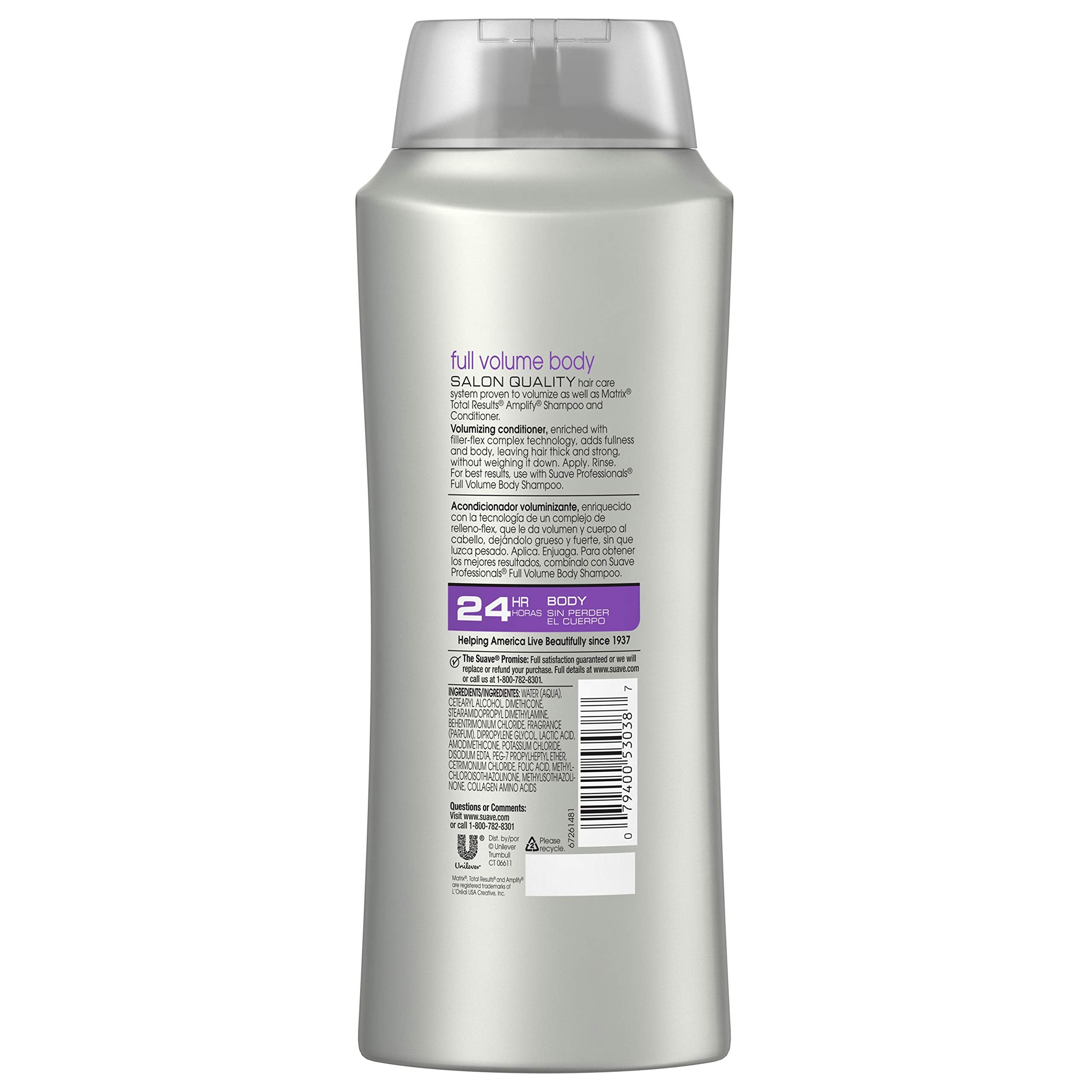 Close-up of Suave conditioner texture on hand showing creamy lightweight formula for fuller hair
