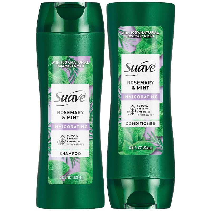 Suave front packaging showing rosemary and mint, promotes fresh scent