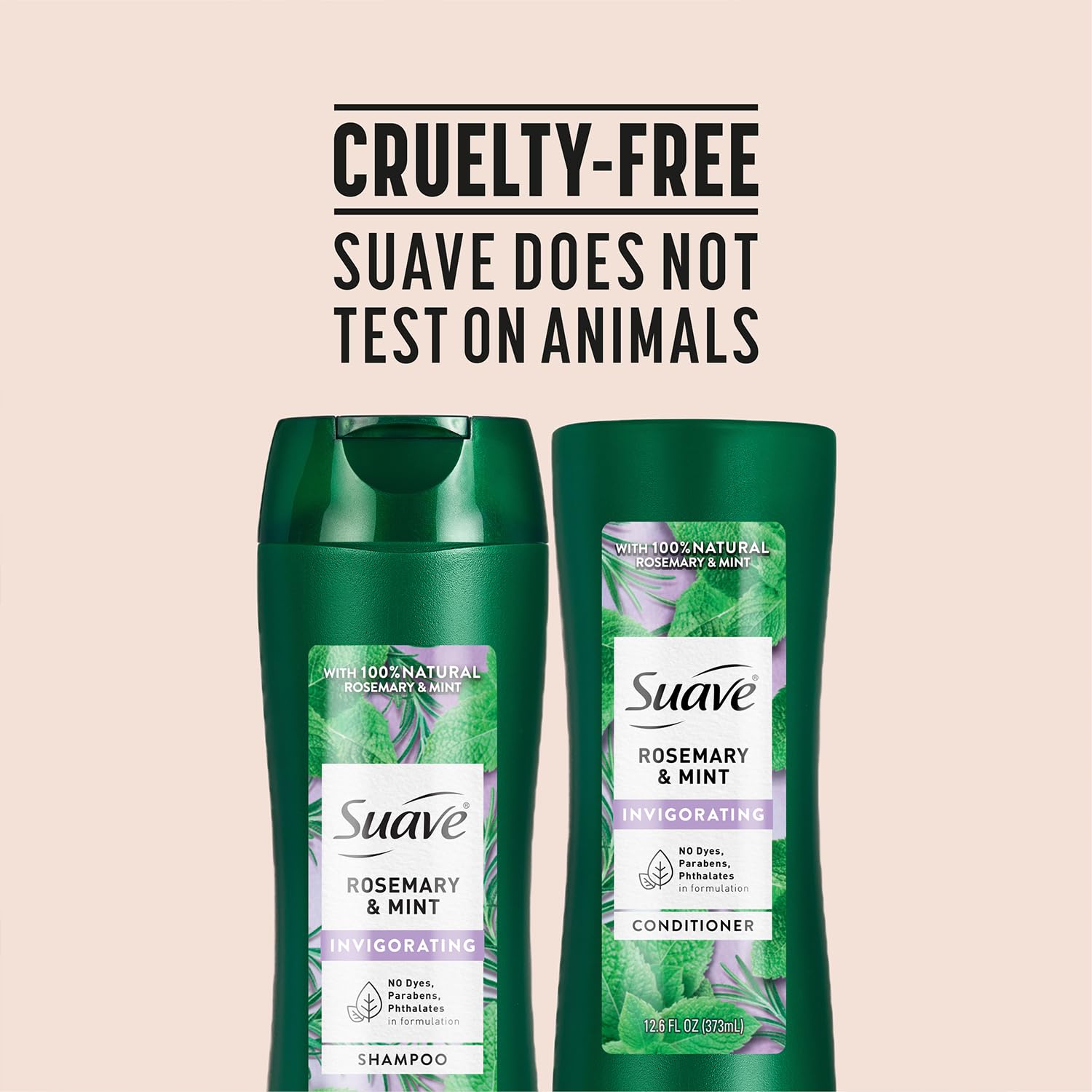 Suave label closeup showing ingredient list and paraben-free benefit