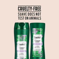 Suave label closeup showing ingredient list and paraben-free benefit