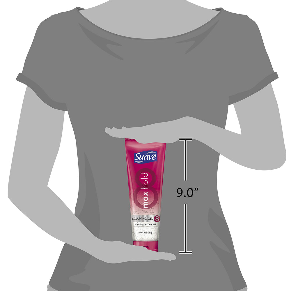 Suave sculpting gel styled hair after blow-dry demonstrating softer natural finish