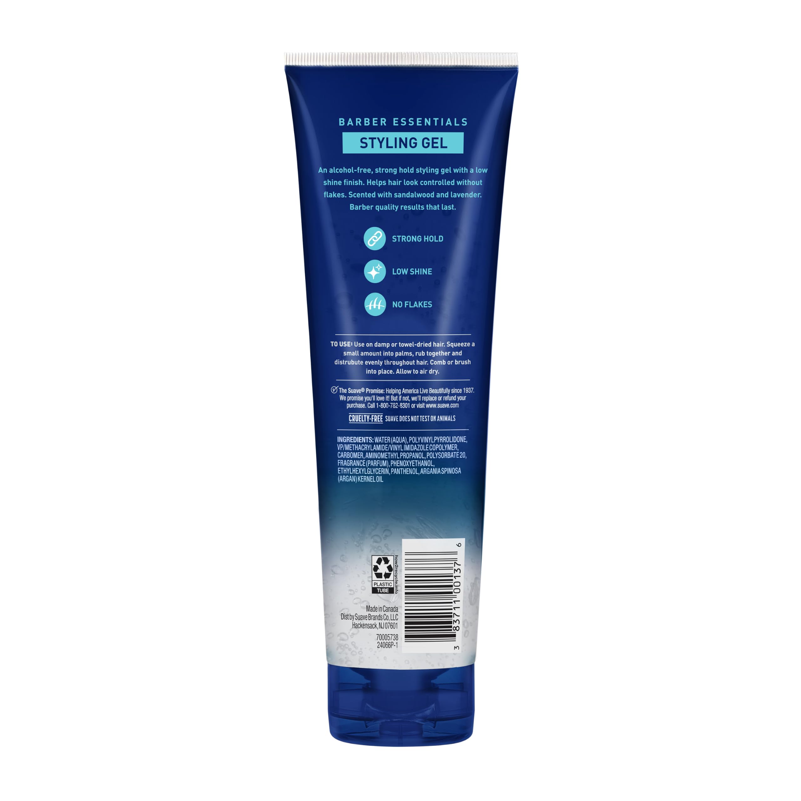 Hand holding 9 oz Suave gel to show scale for travel and gym-ready styling
