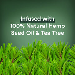 Suave tea tree hemp recycled plastic badge highlighting eco benefit