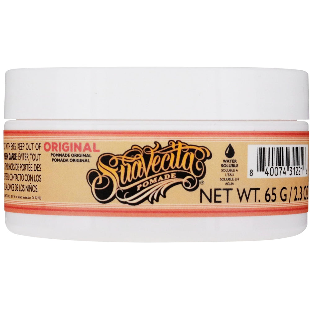 Label closeup on Suavecita can showing water-based formula and women’s fragrance