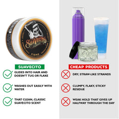 Suavecito pomade on hand demonstrating creamy spread and styling control