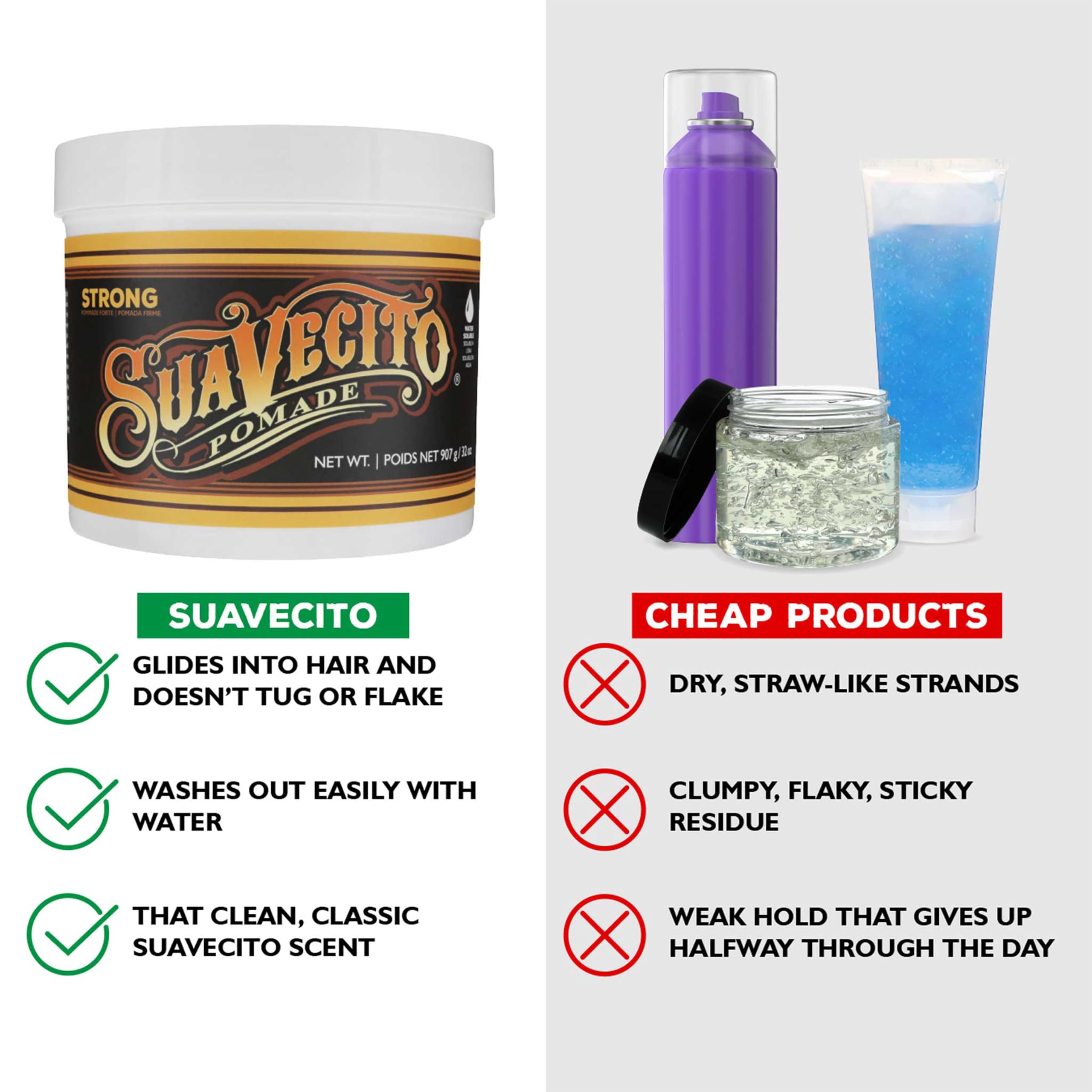 Suavecito product on palm demonstrating smooth application and control benefit