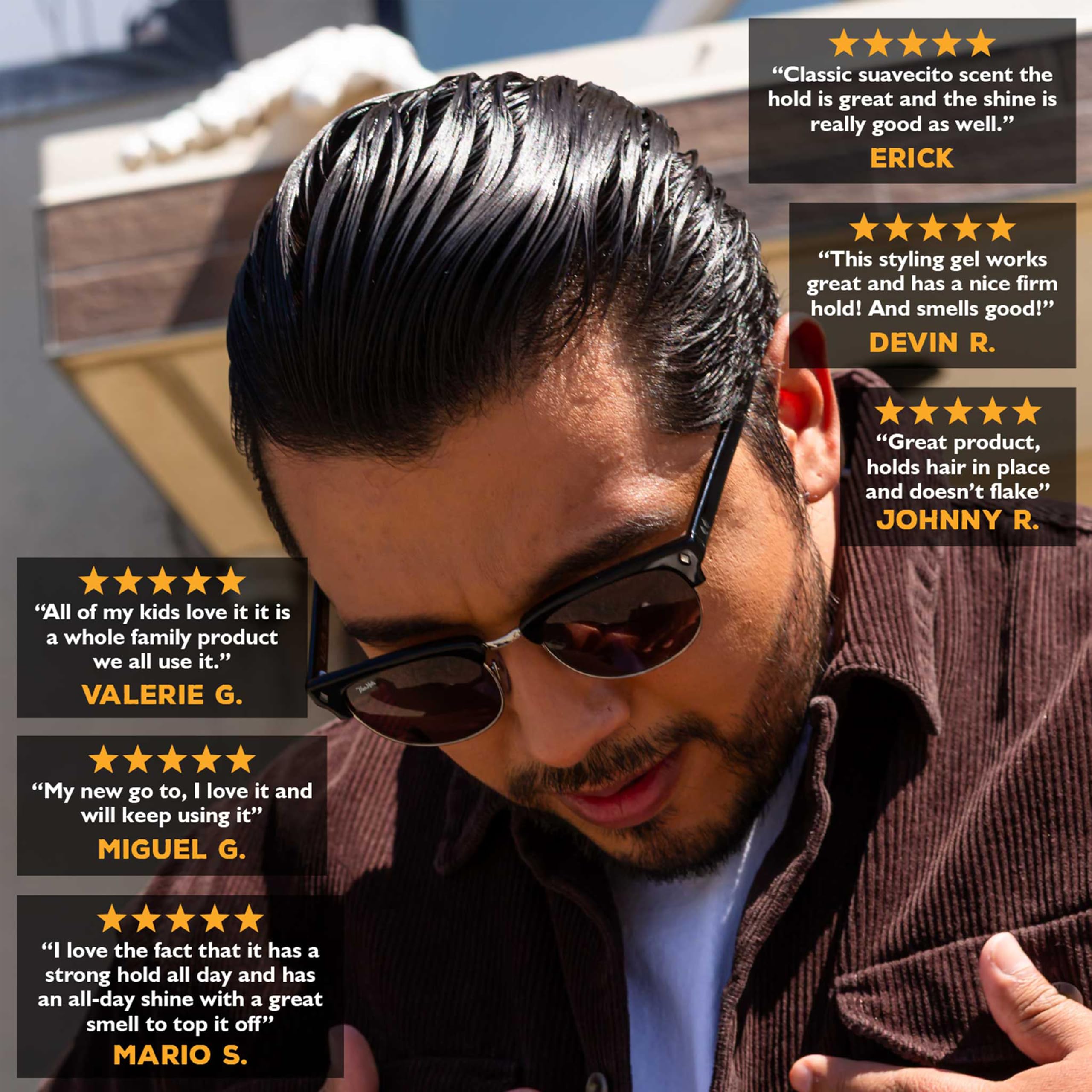 Suavecito Firme applied to styled hair showing firm hold benefit