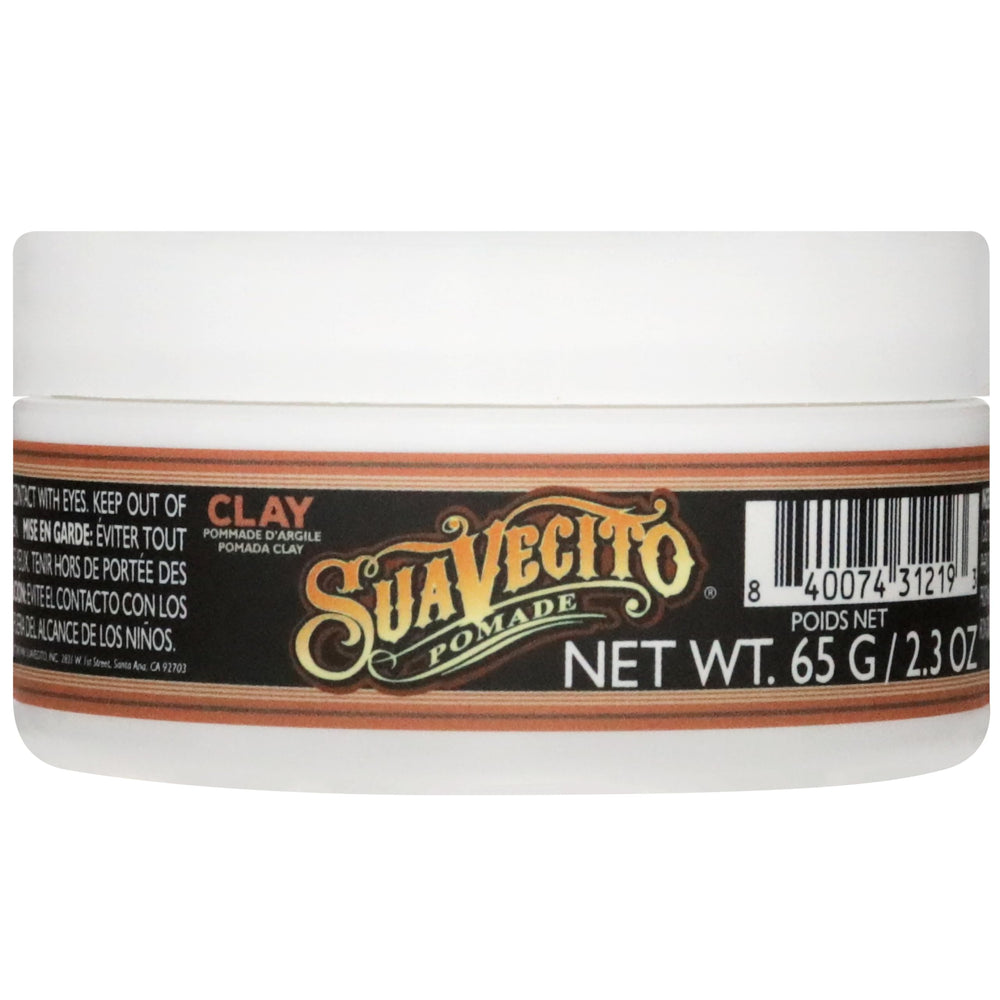 Label detail on Suavecito jar showing product name and ingredients