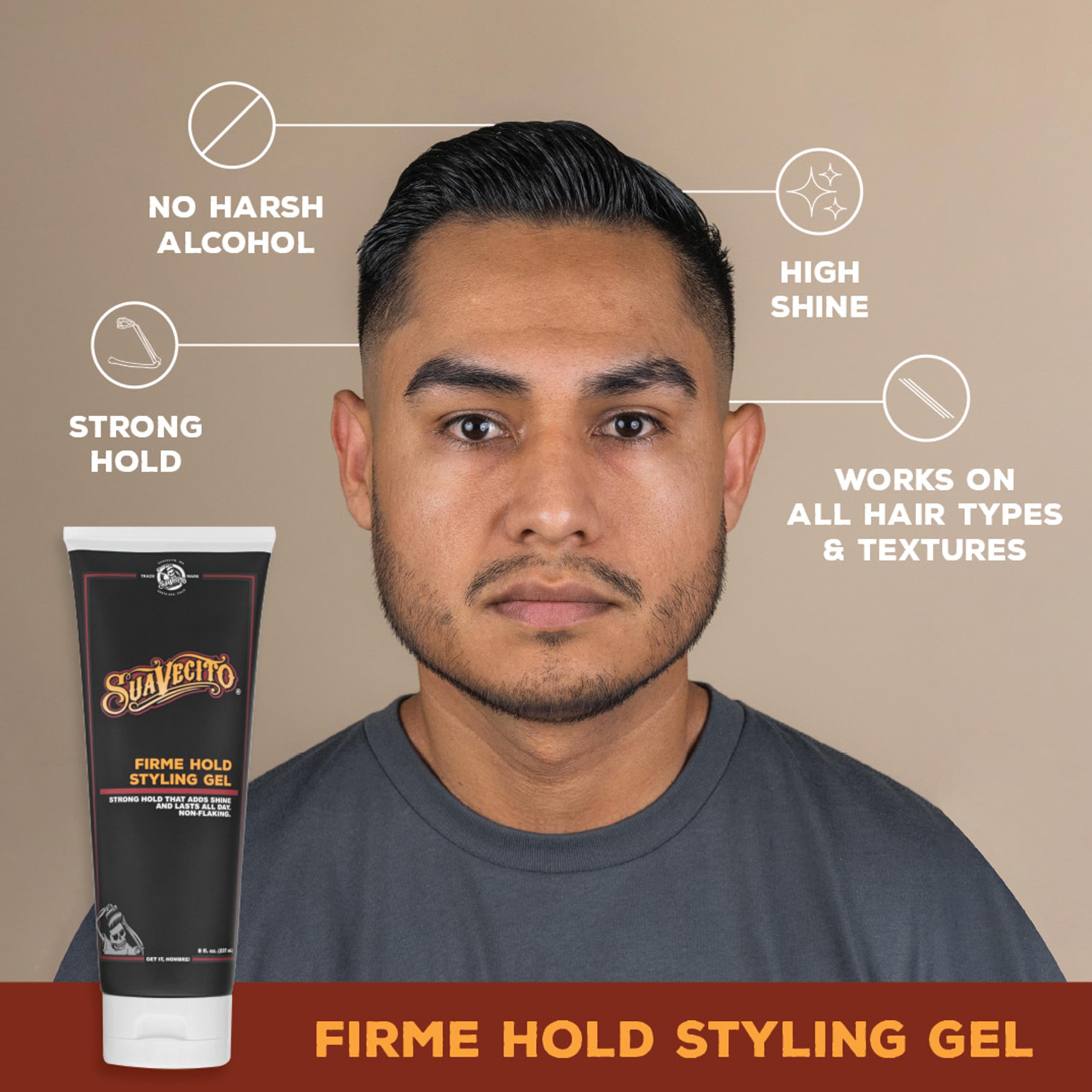 Suavecito Firme gel in hand demonstrating easy-to-work consistency