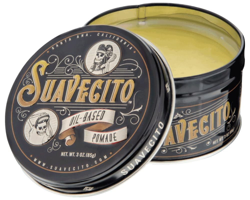 Before and after hair comparison using Suavecito showing improved control and shine