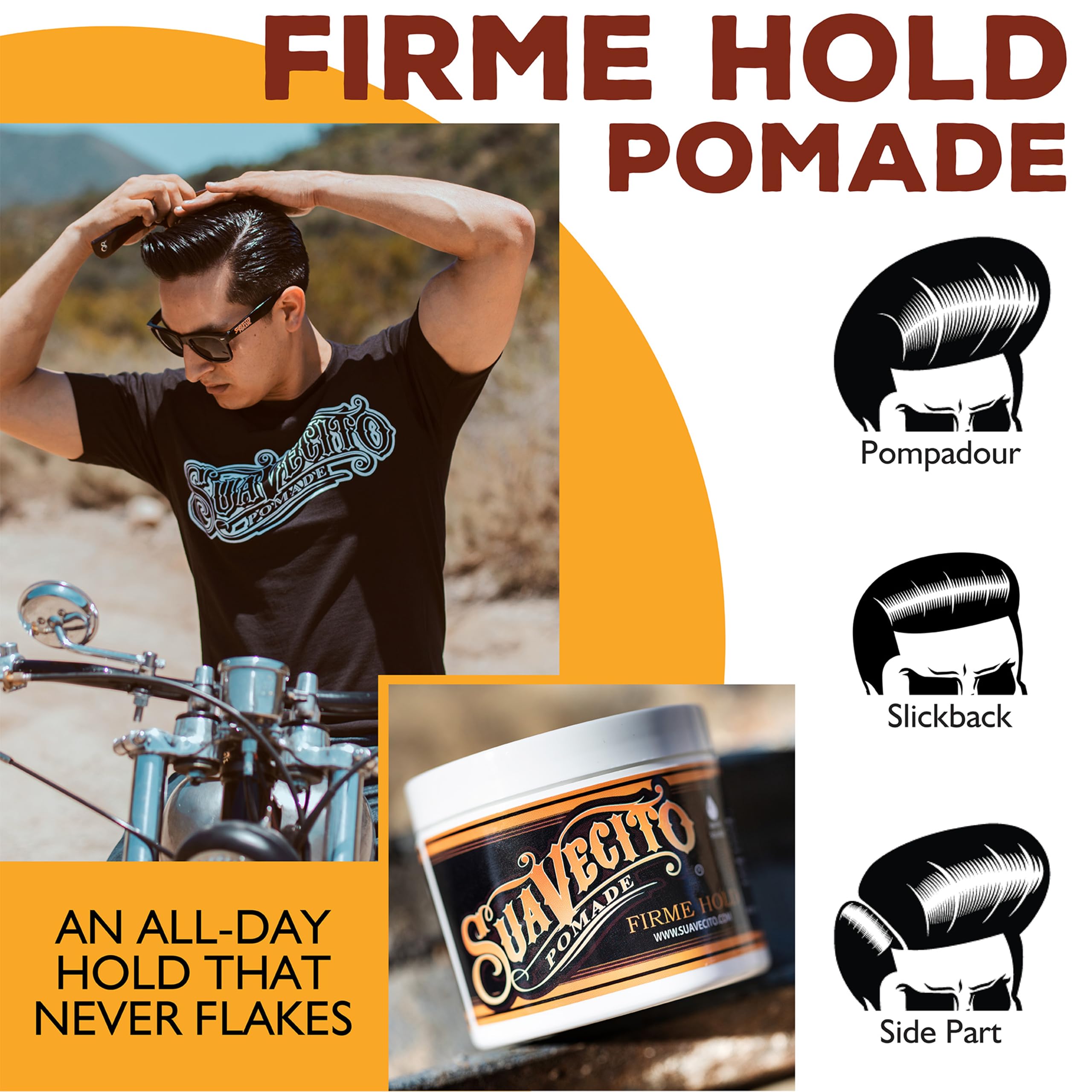 Applying Suavecito to hair demonstrating smooth spread and styling control
