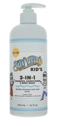 Suavecito kid's front pump bottle shows brand and easy-pour dispenser benefit