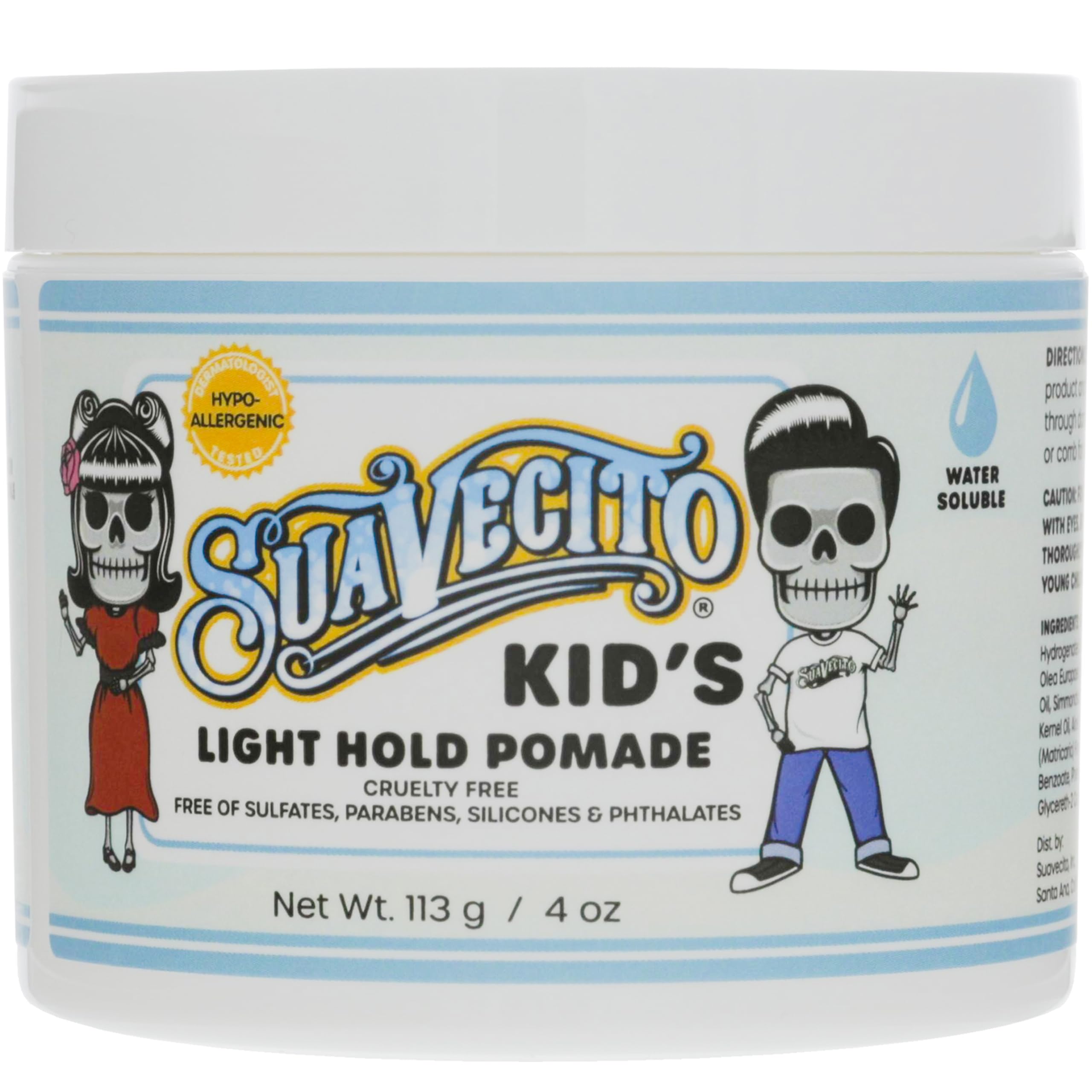 Suavecito jar front view showing label and child-safe styling benefit