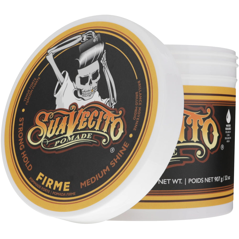 Suavecito label close-up showing branding and ingredient readability benefit